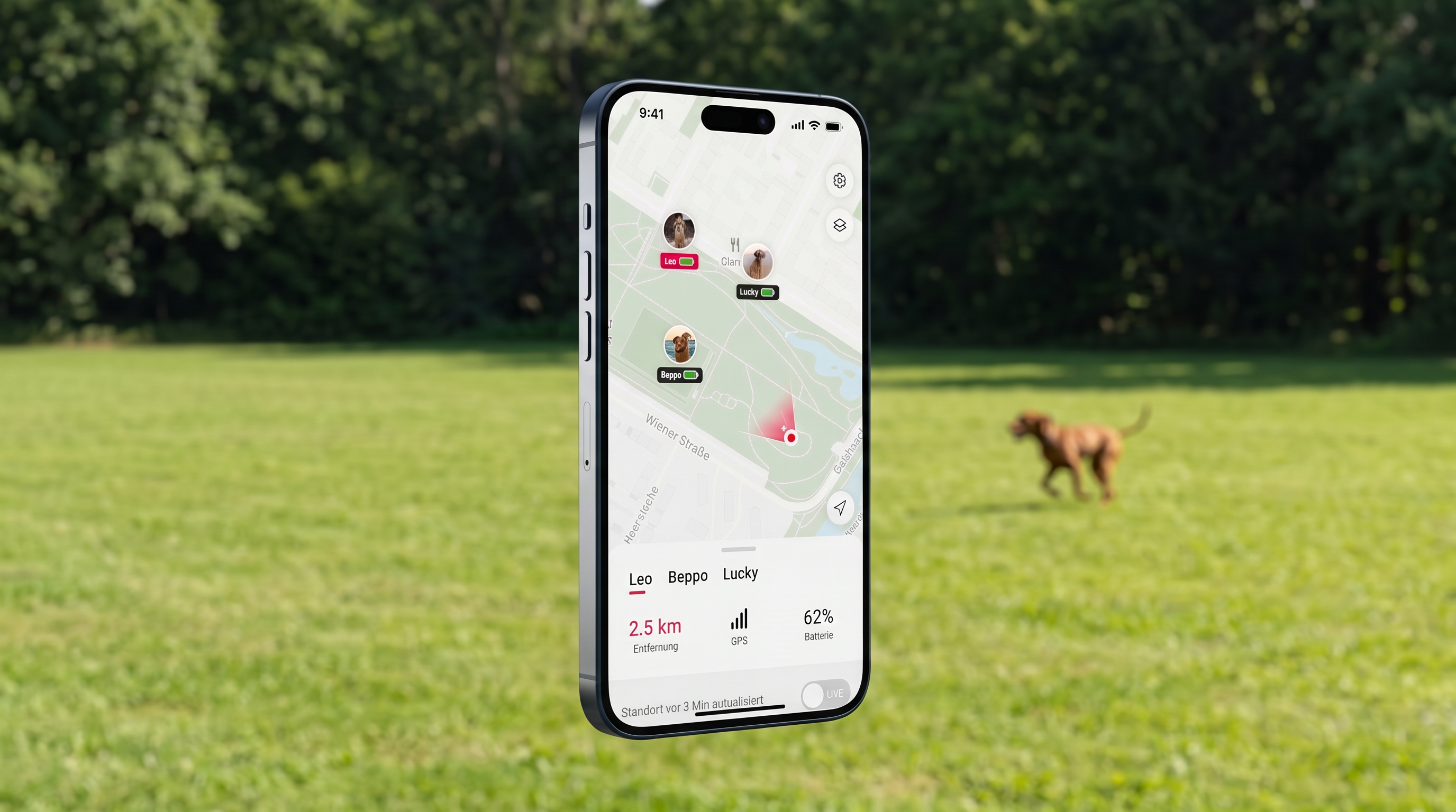 Dog Tracker app mockup