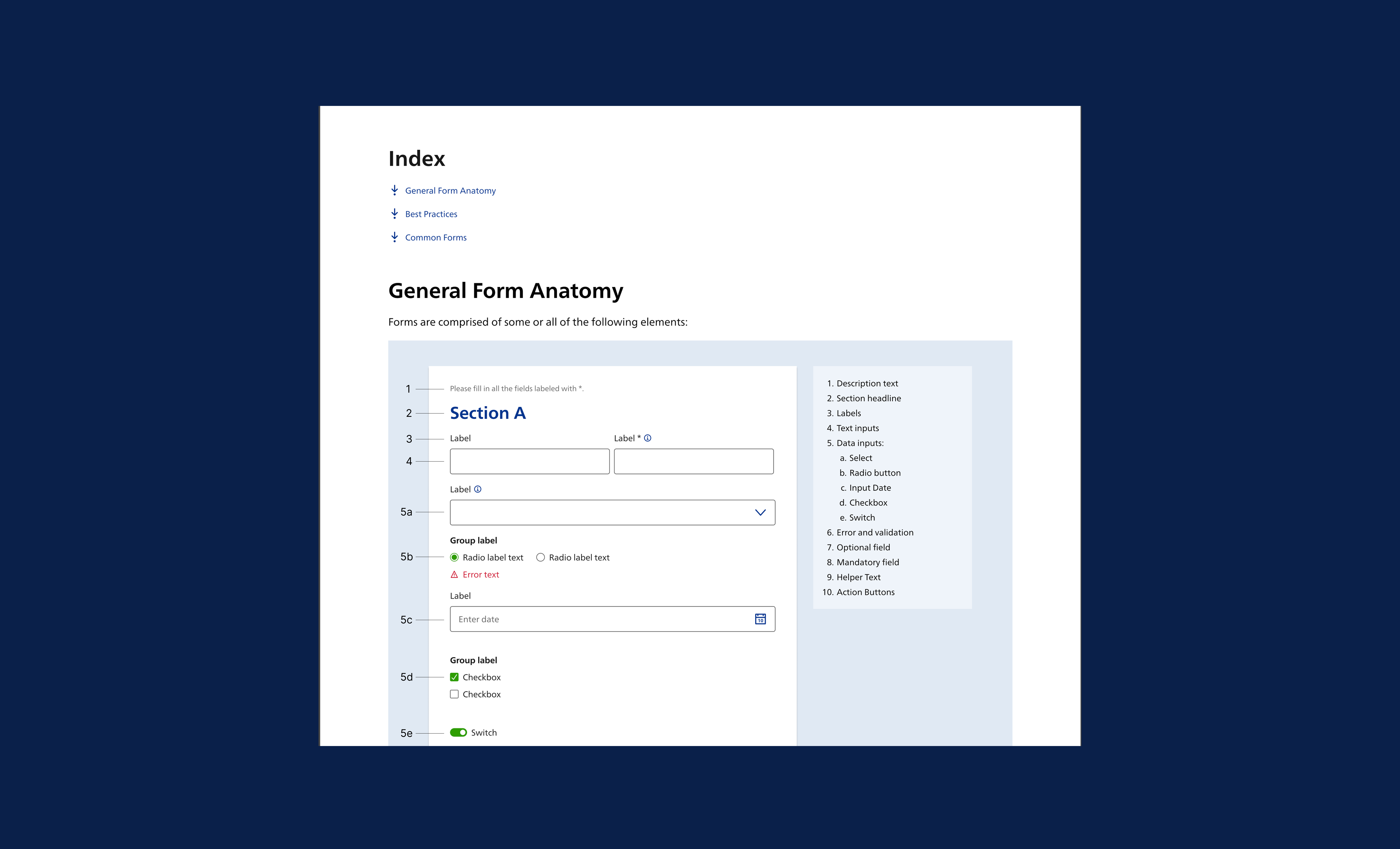 Form Pattern definition page